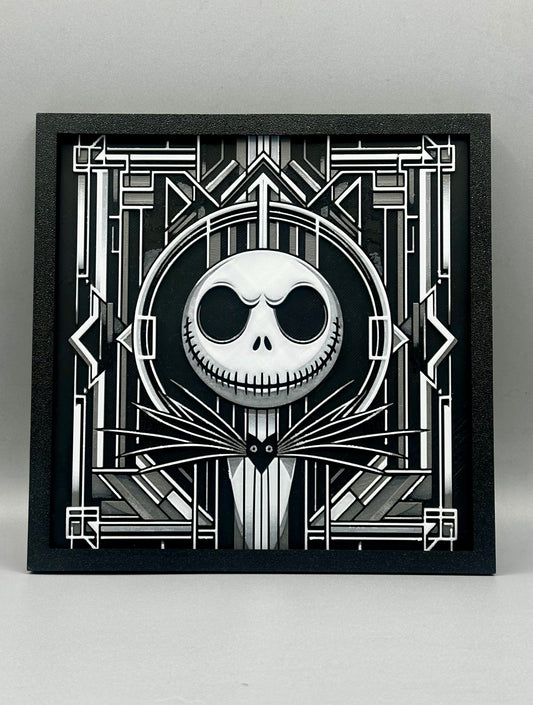 Jack skeleton art deco 3D printed picture with frame