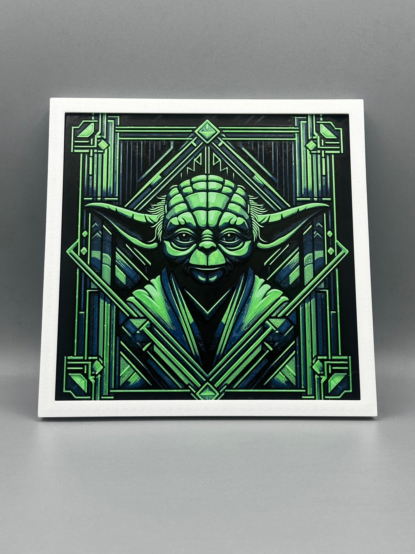 Yoda art deco 3-D printed picture with frame