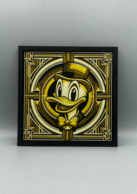 Donald Duck art deco 3-D printed picture with frame