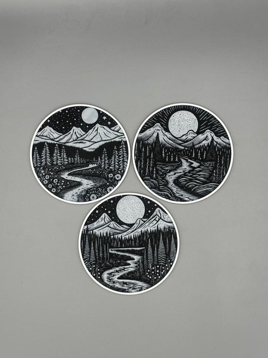 Mountain style coasters PK3