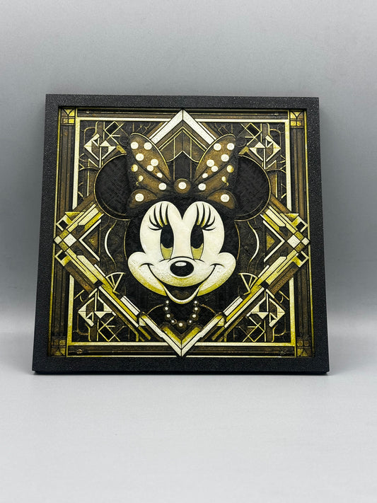 Minnie Mouse art deco 3-D printed picture with frame