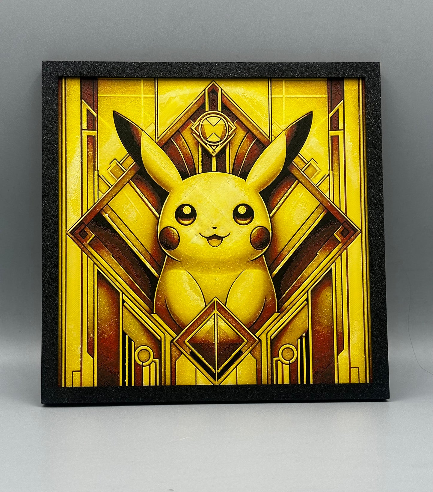 Pikachu art deco 3-D printed picture with frame