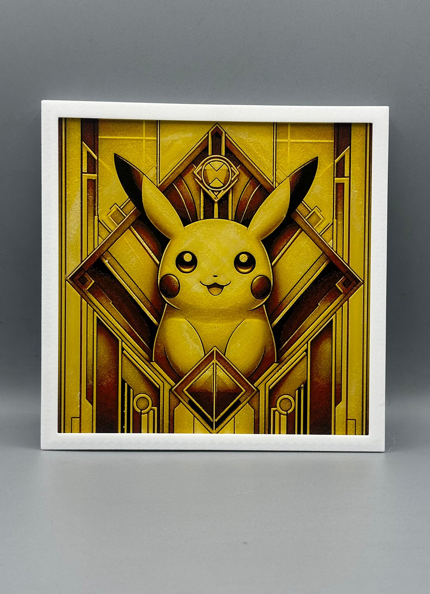 Pikachu art deco 3-D printed picture with frame