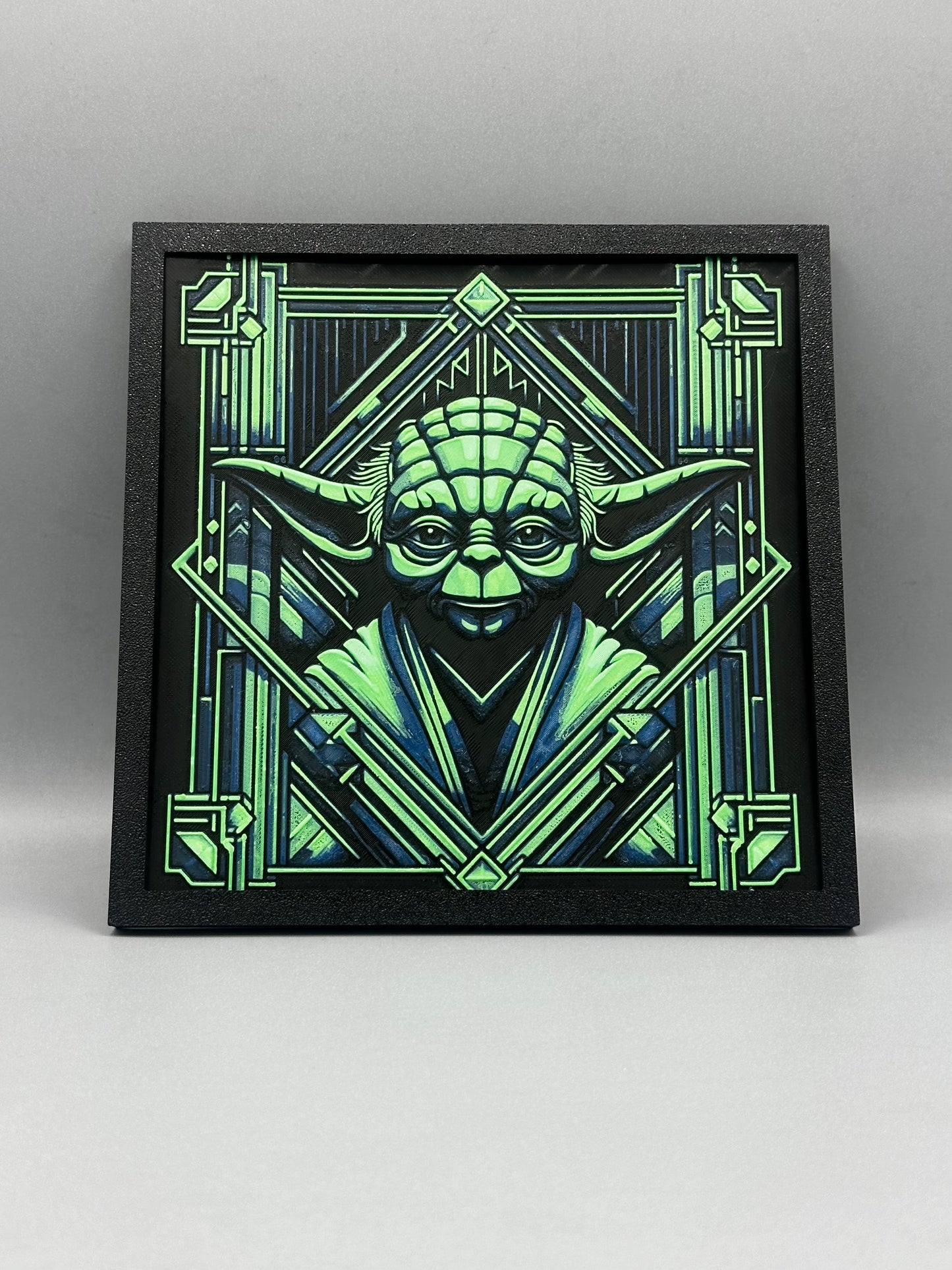 Yoda art deco 3-D printed picture with frame