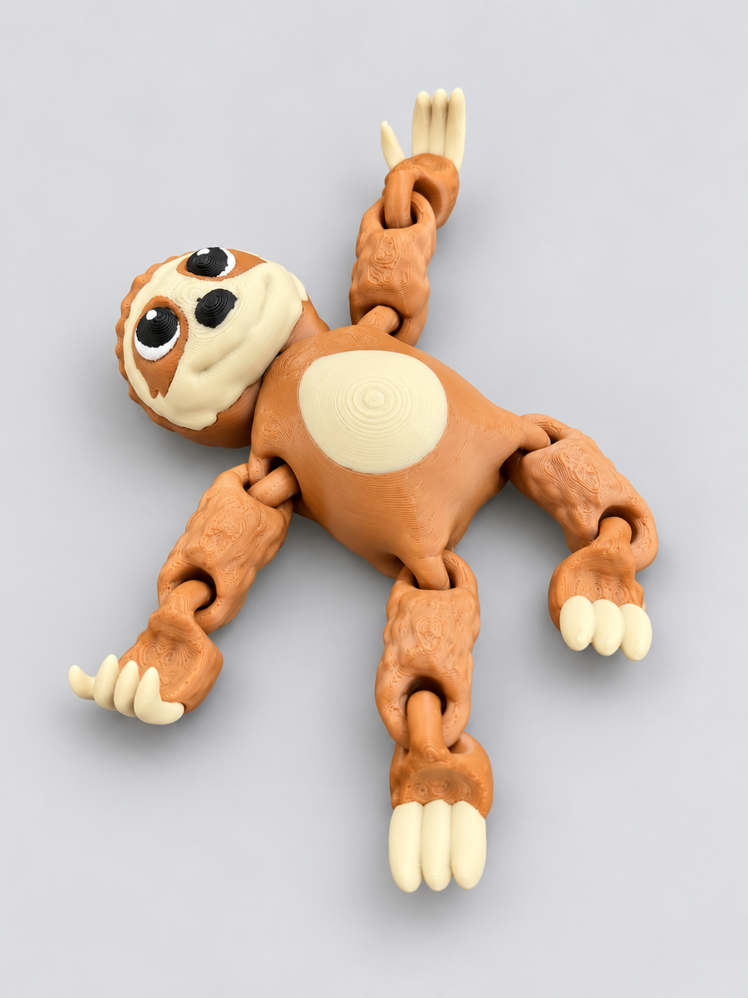 Articulated sloth fidget toy angled view
