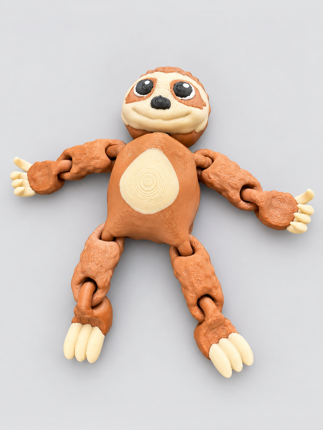 Articulated sloth fidget toy front view
