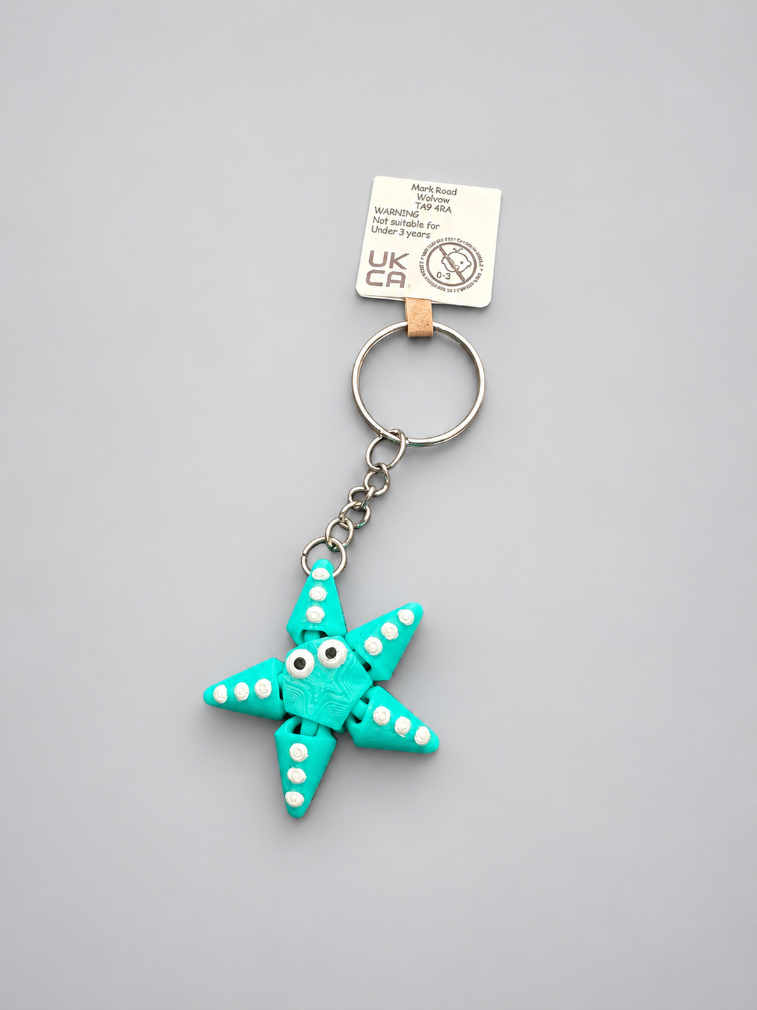 Mint articulated starfish keychain