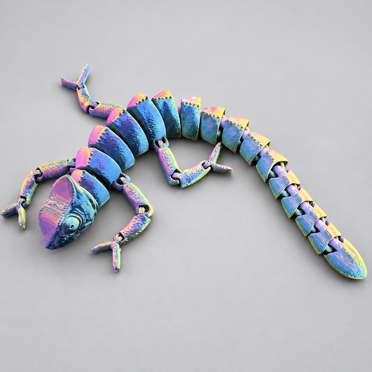 Multicolour articulated chameleon fidget