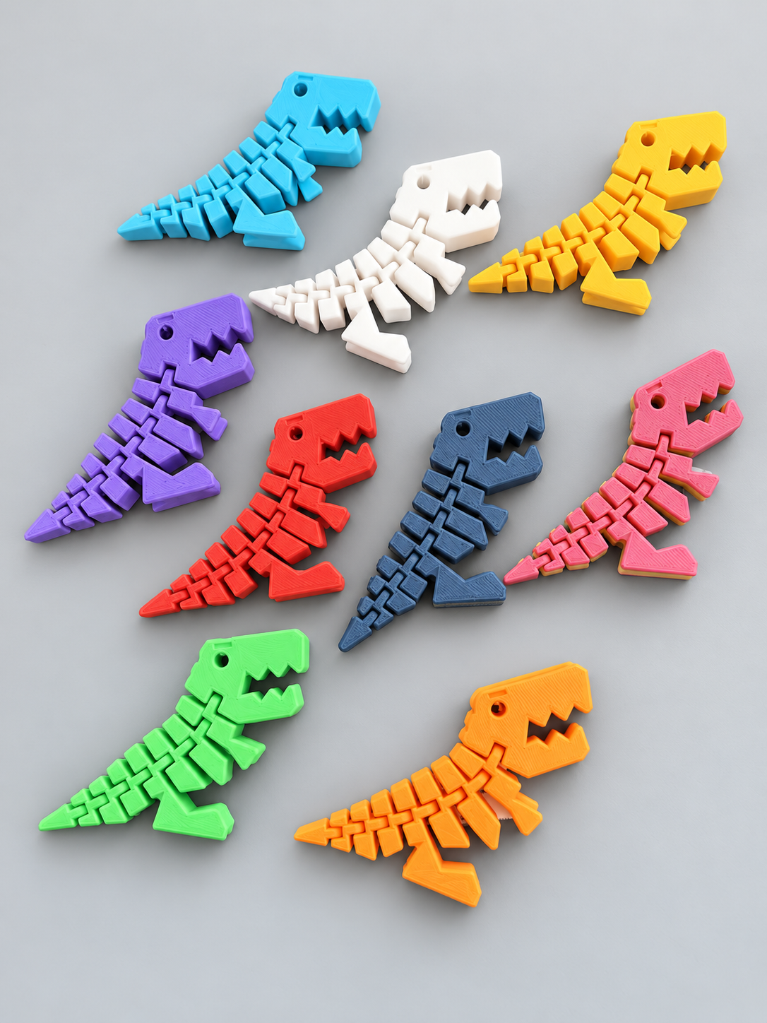 Flexi Rexies articulated dinosaur fidgets in assorted colours