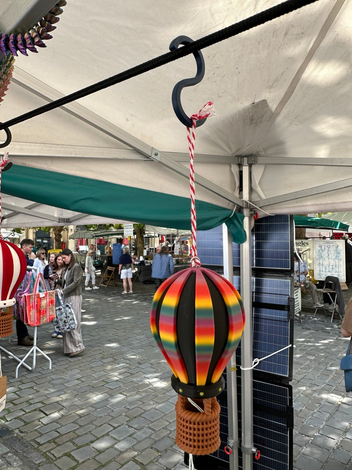 Rainbow 1 hot air balloon ornament with black inserts