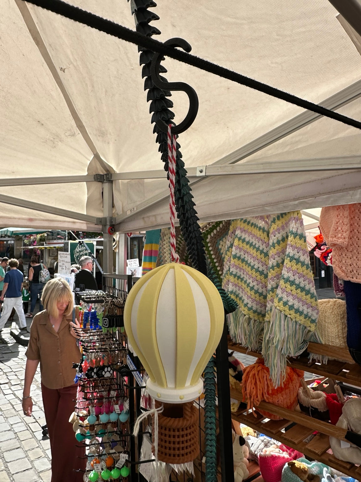 Yellow hanging hot air balloon ornament